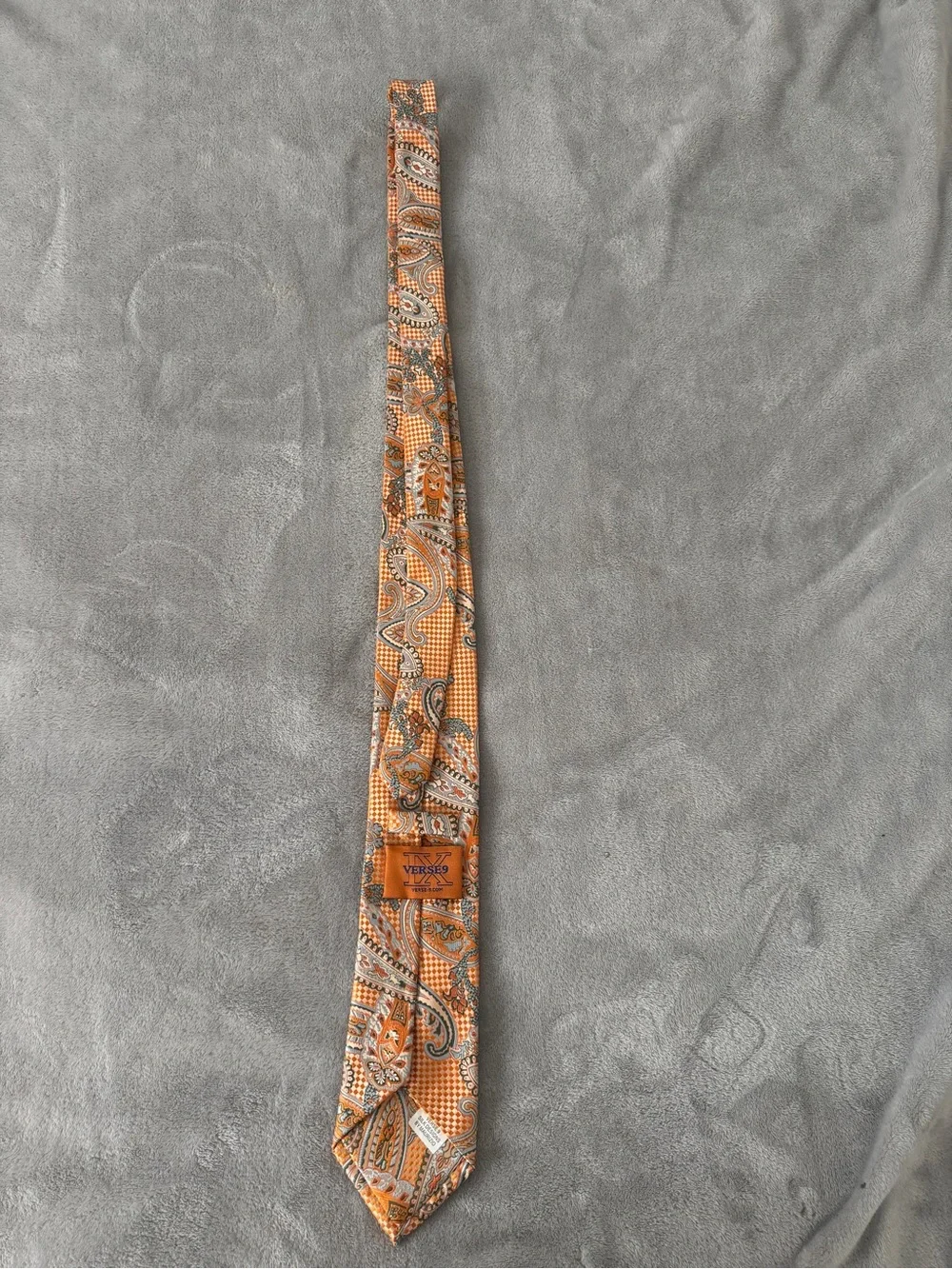 Verse 9 Orange and Brown Paisley Silk Tie
